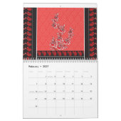 Ein kräftiger schwarzer und roter Schal mit einem  Kalender (Feb 2027)