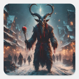 Ein Krampus Weihnachtsfest Horror Quadratischer Aufkleber