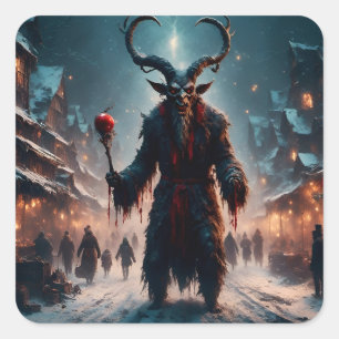 Ein Krampus Weihnachtsfest Horror Quadratischer Aufkleber