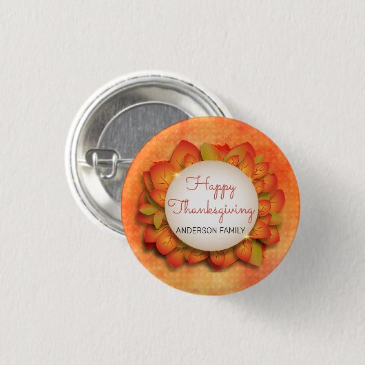 Ein Kranz der Herbstlaub Button (Vorne & Hinten)