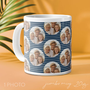 Ein Kreis Foto mit blauen Streifen Jumbo-Tasse