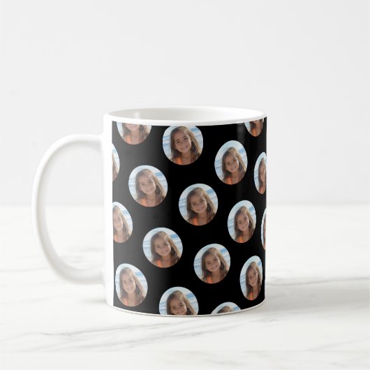 Ein Kreisbild mit Schwarz Kaffeetasse (Links)
