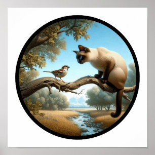 Ein kreisförmiges 3D-Bild einer wunderschönen Siam Poster