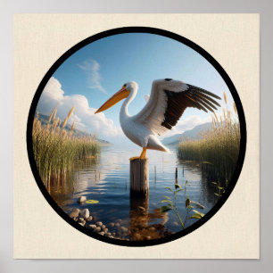 Ein kreisförmiges 3D-Bild eines amerikanischen Wei Poster