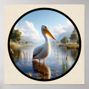 Ein kreisförmiges 3D-Bild eines amerikanischen Wei Poster