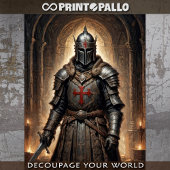 Ein Kreuzfahrer, der Schwert in einer Krypta hält Seidenpapier