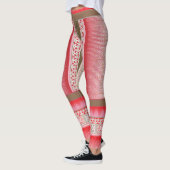ein Kreuzstich mit rotem Hintergrund Leggings (Links)