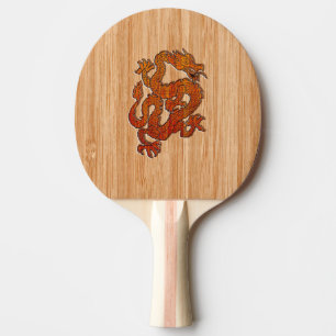 Ein Krimson Dragon auf Bamboo wie Tischtennis Schläger