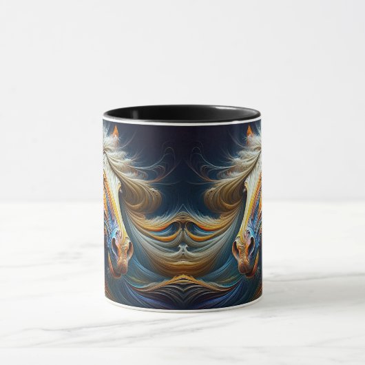 Ein Krinierpferd im Wind. Tasse (Zentrum)