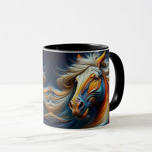 Ein Krinierpferd im Wind. Tasse (VorderseiteRechts)