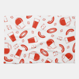 Ein Küchentuch mit einem hellen, fröhlichen Druck.