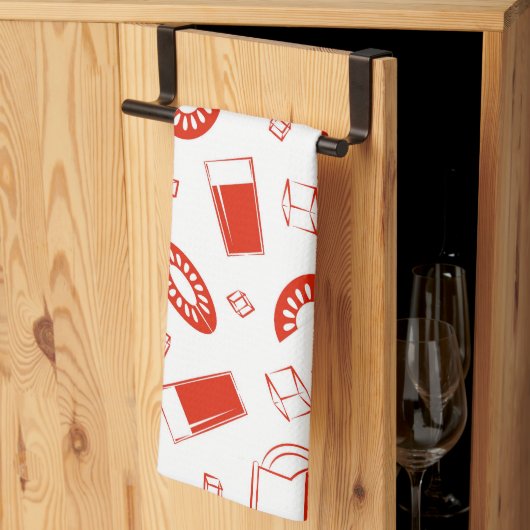 Ein Küchentuch mit einem hellen, fröhlichen Druck. (Drittel gefaltet)