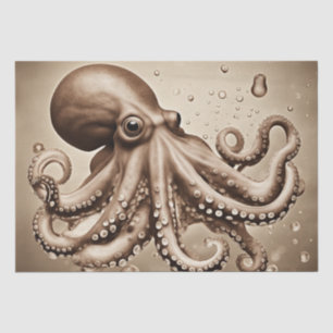 Ein kühner Pop Art Sepia Octopus Decoupage Design Seidenpapier