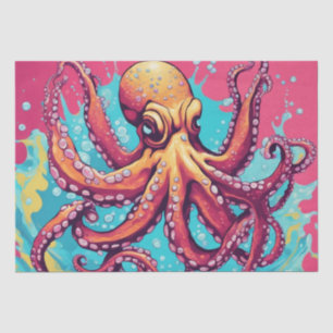 Ein kühnes Pop Art Octopus Dekoupage Design Seidenpapier