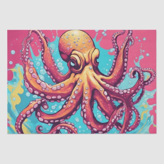Ein kühnes Pop Art Octopus Dekoupage Design Seidenpapier (Vorderseite)
