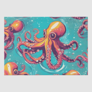Ein kühnes Pop Art Octopus Dekoupage Design Seidenpapier