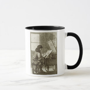 Ein Künstler, der auf eine Stichplatte, gedruckt Tasse