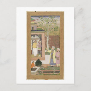 Ein Künstler, der das Innere eines Gartenpavilles Postkarte