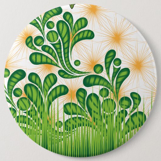 Ein künstlerisches Muster in Grün und Gold, das ei Button (Vorderseite)