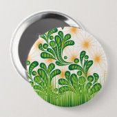 Ein künstlerisches Muster in Grün und Gold, das ei Button (Vorne & Hinten)