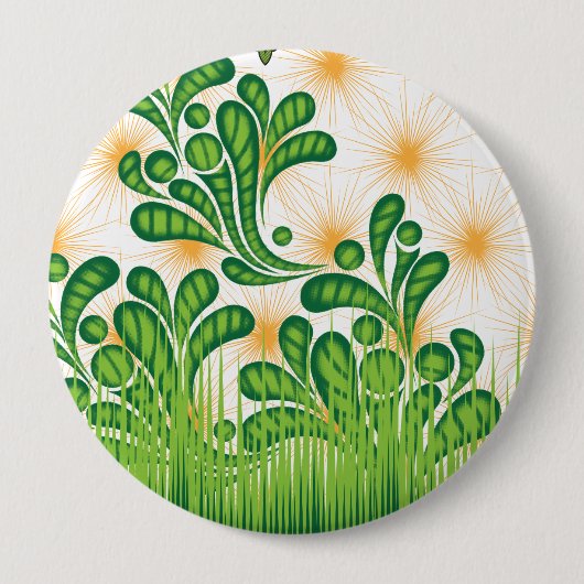 Ein künstlerisches Muster in Grün und Gold, das ei Button (Vorderseite)