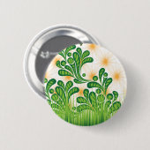 Ein künstlerisches Muster in Grün und Gold, das ei Button (Vorne & Hinten)