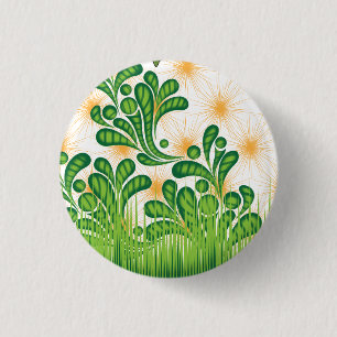 Ein künstlerisches Muster in Grün und Gold, das ei Button