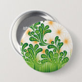 Ein künstlerisches Muster in Grün und Gold, das ei Button (Vorne & Hinten)