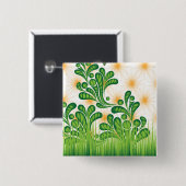 Ein künstlerisches Muster in Grün und Gold, das ei Button (Vorne & Hinten)