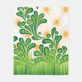 Ein künstlerisches Muster in Grün und Gold, das ei Fleecedecke