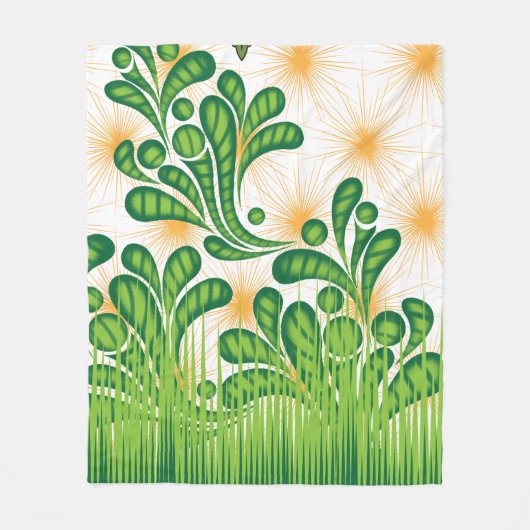 Ein künstlerisches Muster in Grün und Gold, das ei Fleecedecke (Vorderseite)