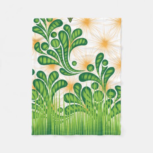 Ein künstlerisches Muster in Grün und Gold, das ei Fleecedecke (Vorderseite)