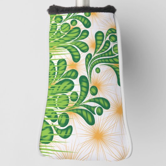 Ein künstlerisches Muster in Grün und Gold, das ei Golf Headcover (Rotieren 90)