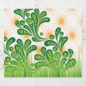 Ein künstlerisches Muster in Grün und Gold, das ei Schaumweinetikett (Einzelnes Label)