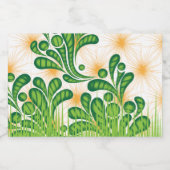 Ein künstlerisches Muster in Grün und Gold, das ei Schaumweinetikett (Einzelnes Label)