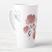 Ein Kunstschmetterling mit ästhetisch-rosa Blume Milchtasse (Linke Ecke)