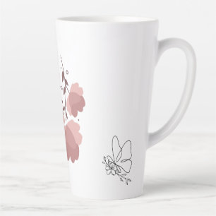 Ein Kunstschmetterling mit ästhetisch-rosa Blume Milchtasse