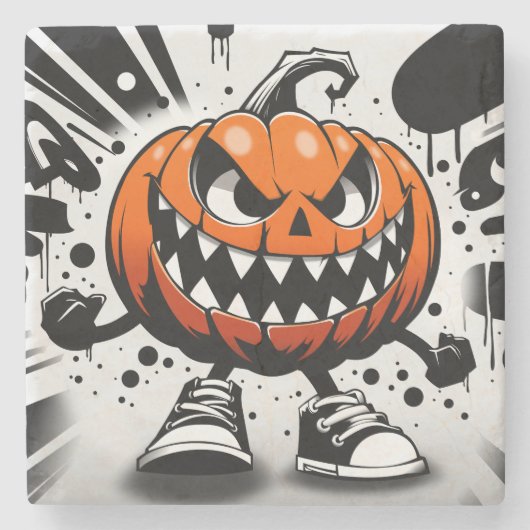 Ein Kürbis Steinuntersetzer (Vorderseite)