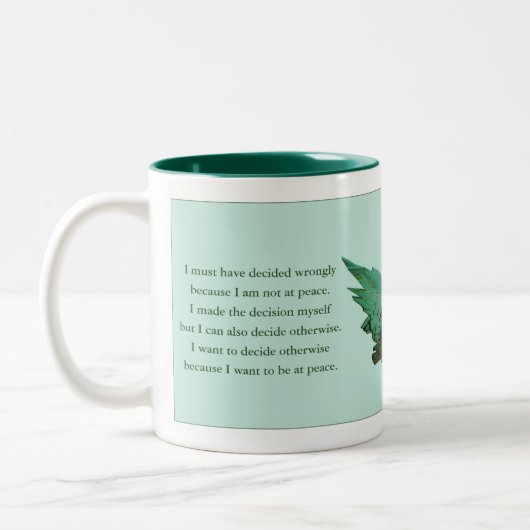 Ein Kurs in Wunder Geschenk Tasse, grün, spirituel Zweifarbige Tasse (Links)