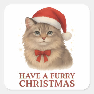 Ein kuscheliges Weihnachten süße Santa Sibirische Quadratischer Aufkleber