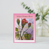 Ein Kuss aus einer Rose Postkarte (Stehend Vorderseite)