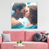 Ein Kuss in den Wellen Leinwanddruck (Insitu (Wohnzimmer))