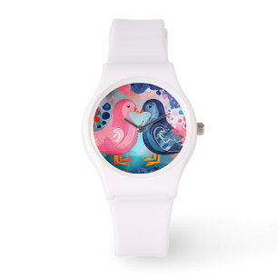 "Ein Kuss in Feathers" Glücklicher Valentinstag Armbanduhr