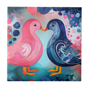 "Ein Kuss in Feathers" Glücklicher Valentinstag Fliese