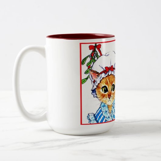 Ein Kuss unter dem Mistelzweig Zweifarbige Tasse (Links)