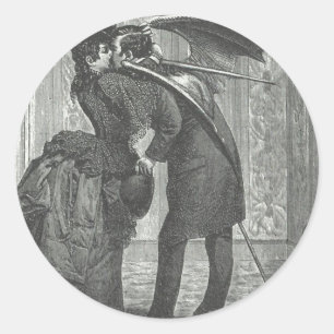 Ein Kussviktorianischer/gotischer Winged Vampire Runder Aufkleber