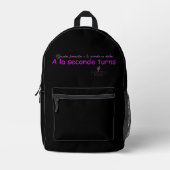 Ein La Seconde wird schwarz und rosa Bedruckter Rucksack (Vorderseite)