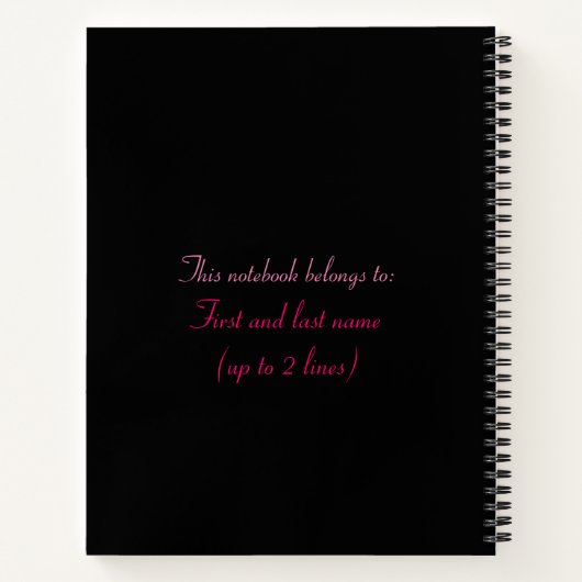 Ein La Seconde wird schwarz und rosa Notizblock (Rückseite)