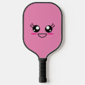 Ein Lächeln in Kawaii auf dem rosa Pickleball Padd Pickleball Schläger (Vorderseite)