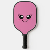Ein Lächeln in Kawaii auf dem rosa Pickleball Padd Pickleball Schläger (Rückseite)